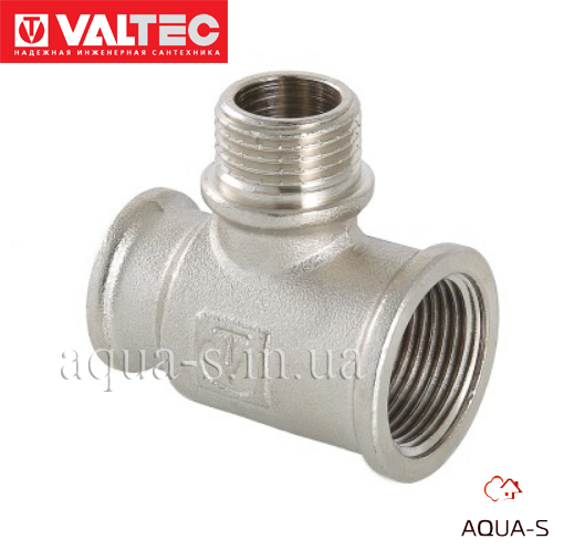 Трійник нарізний перехідний Valtec DN 3/4"x1/2"x1/2" ВНВ (Італія) VTr.132.RN.050404, фото 1