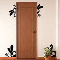 Виниловая интерьерная наклейка на обои Веселые зайцы (наклейки на двери стены) матовая 600х750 мм