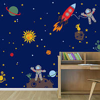 Набор наклеек Космонавты (ракеты космонавты звезды планеты космос) наклейки детские матовые
