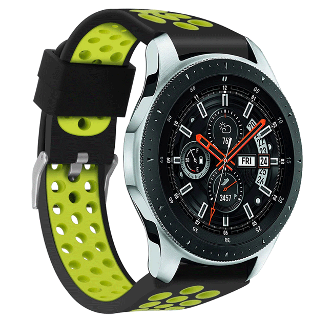 Спортивний ремінець з перфорацією для годинника Samsung Galaxy Watch 46 mm SM-R800 - Black&Green