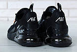 Кросівки чоловічі Nike Air Max 270 Black "Чорні повністю" найк аїр макс. 41-45, фото 8