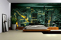 3д фото обои в гостиную город 368х254 см Современный Ночной Мегаполис (328P8)+клей