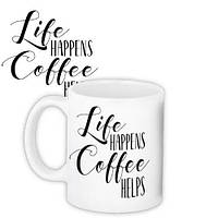 Кружка с принтом Life happens, coffee helps 330 мл (KR_18J049)