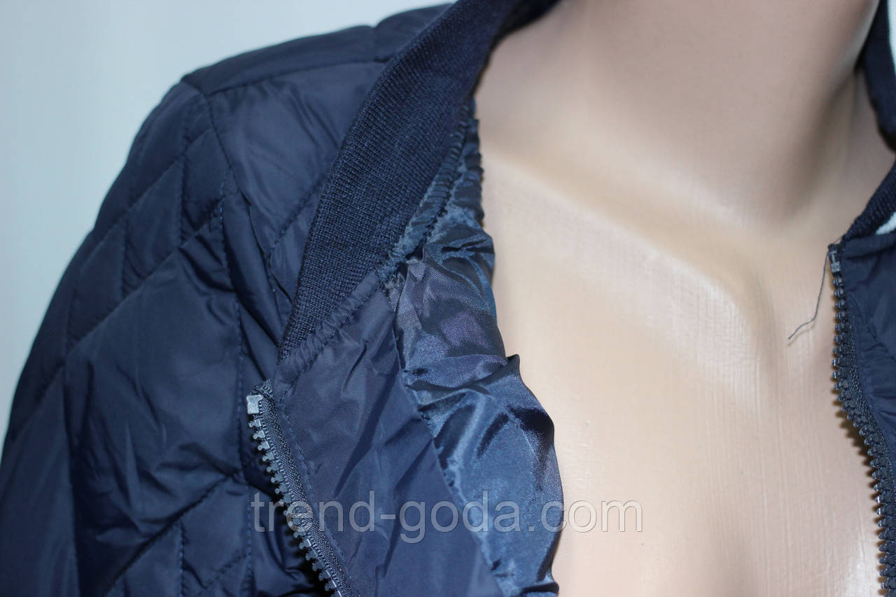 Куртка осенняя женская, на синтепоне, темно-синяя - фото 5 - id-p781411084