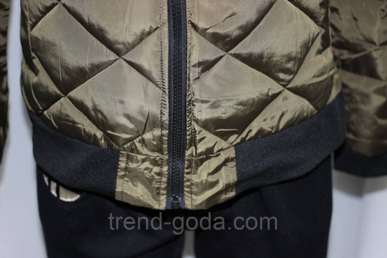 Куртка осенняя женская, с утеплителем, на молнии, хаки, с пчелой - фото 7 - id-p781512409