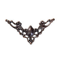 Куточок, Кабошон, Філігранні квітка, Трикутник, Колір мідь, Ажурна різьба, 41 мм x 41 мм