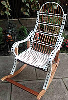 Крісло гойдалка плетена біла складана
