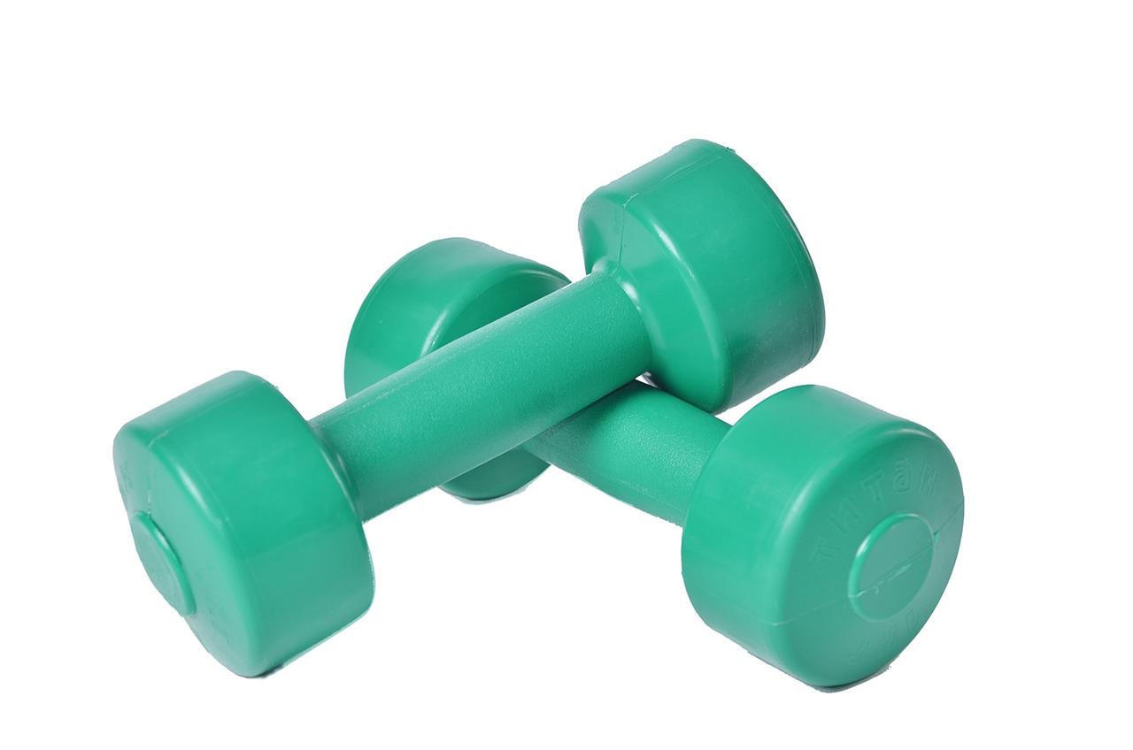 Гантелі вінілові Plenergy Titan 2х1 кг Зелений, фото 1