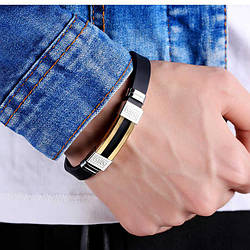 Каучуковий браслет зі вставками з нержавіючої сталі