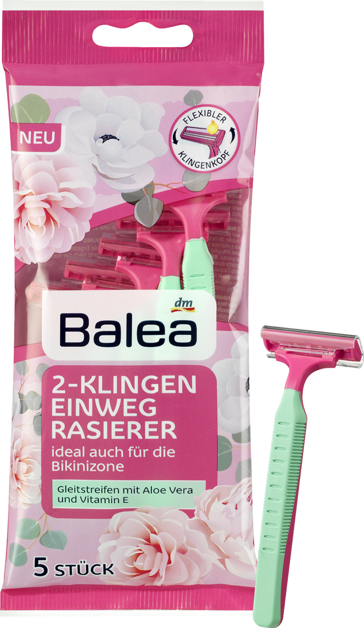 Одноразові жіночі станки для гоління Balea Einwegrasierer 2-Klingen, 5 шт.