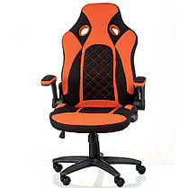Ігрове крісло Kroz пластик механізм Anyfix тканина чорна з помаранчевими вставками (Special4You-ТМ), фото 3
