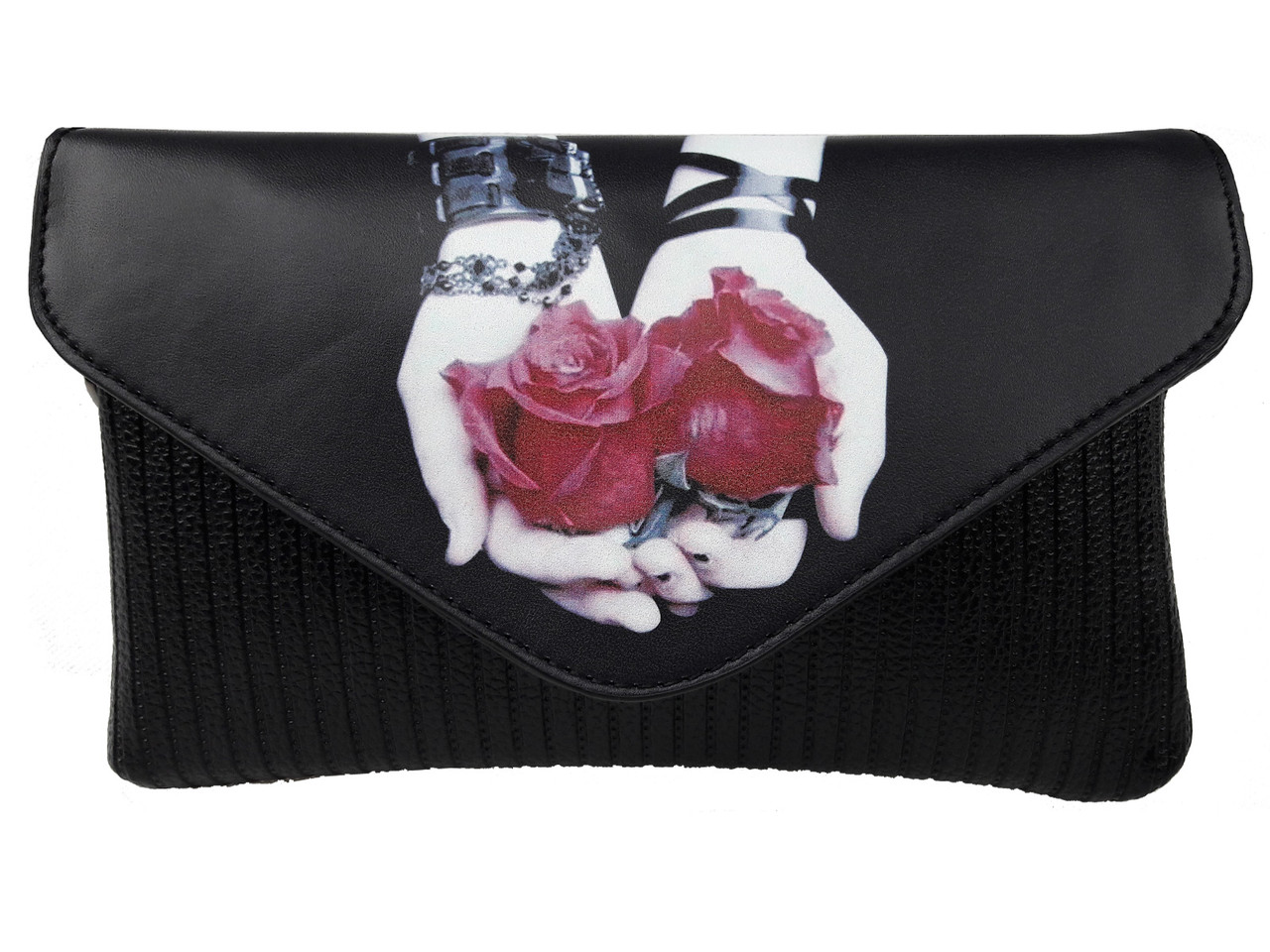 Клатч жіночий 8697-RSPM троянди в долонях чорний