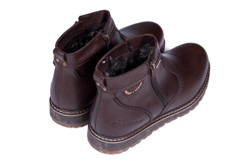 Мужские кожаные зимние ботинки Kristan clasic brown - фото 6 - id-p781739754