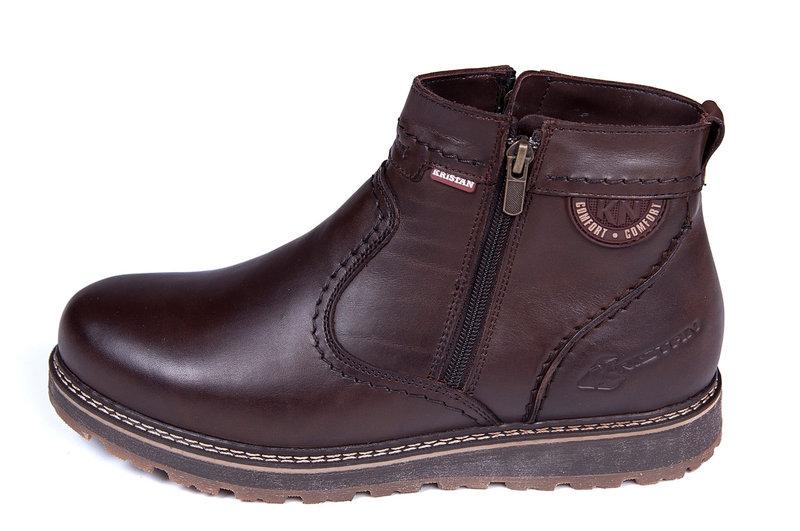 Мужские кожаные зимние ботинки Kristan clasic brown - фото 1 - id-p781739754