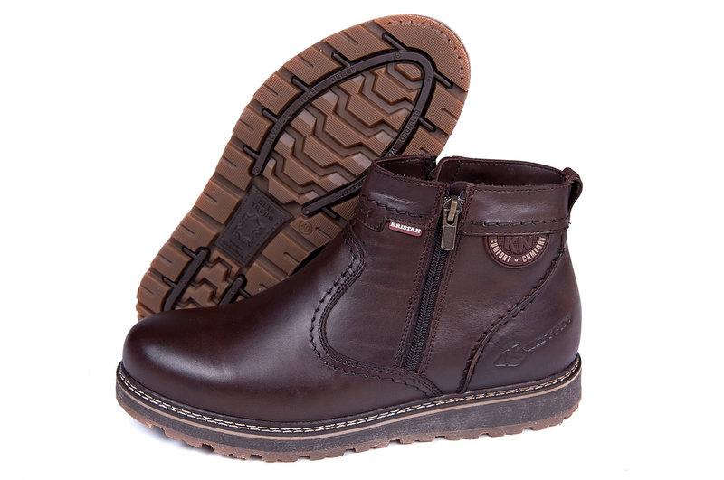 Мужские кожаные зимние ботинки Kristan clasic brown - фото 4 - id-p781739754
