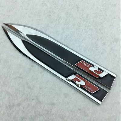 3D емблема "R-line" ЛЕЗО на крило: комплект 2шт, фото 1