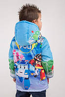 Куртка для хлопчика весна-осінь із принтом "Робокар Полі 2", 104,110,116 зросту