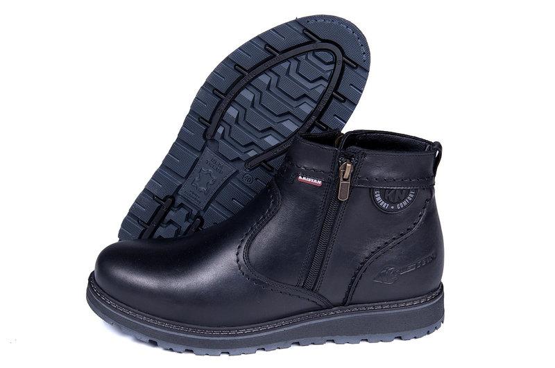 Мужские кожаные зимние ботинки Kristan clasic black - фото 4 - id-p781766419