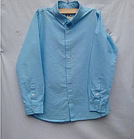 Рубашка подростковая голубая коттон, рост 146