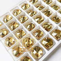 Пришивные камни Lux 10мм, форма-риволи, цвет Golden Shadow, 1шт
