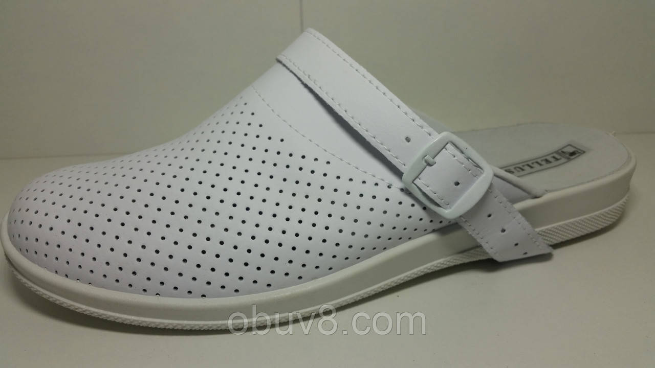 Сабо мужские белые кожаные медицинские рабочая обувь оптом - фото 1 - id-p729858150