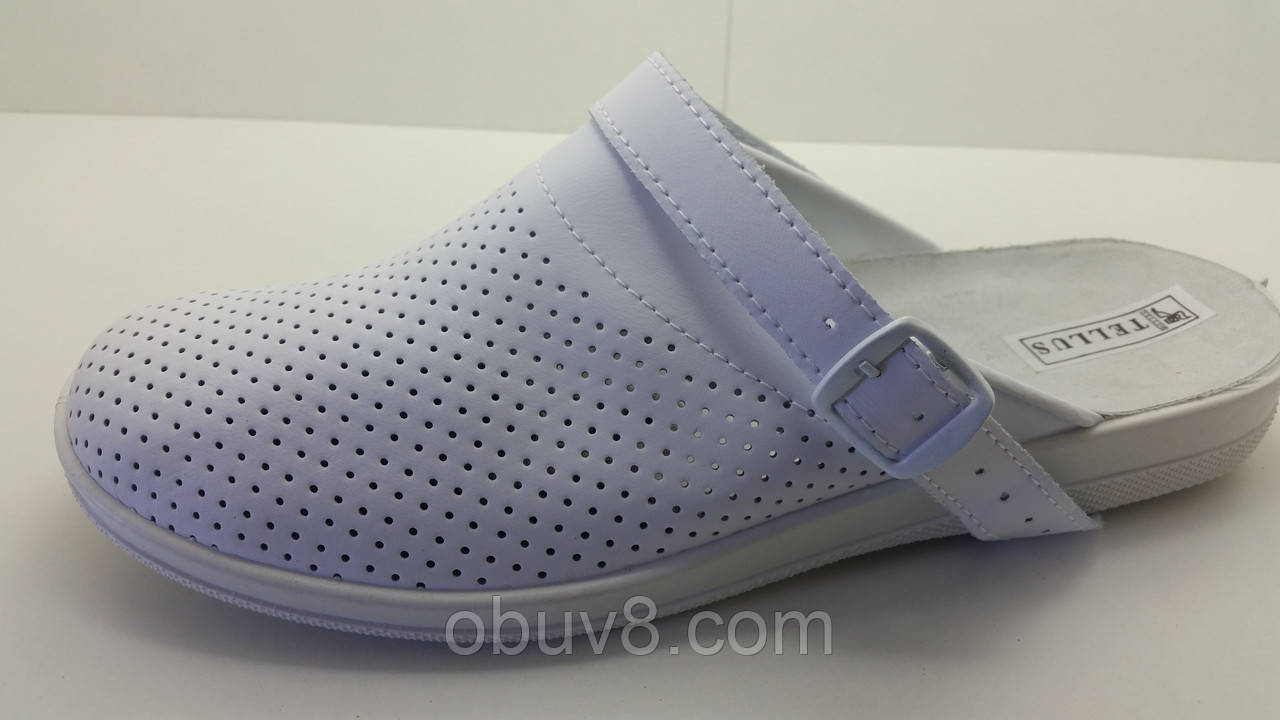 Сабо мужские белые кожаные медицинские рабочая обувь оптом - фото 2 - id-p729858150