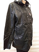 Куртка жіноча шкіро-вініл 48+ чорного кольору