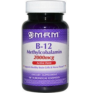 Вітамін B-12, метилкобаламін, 2 мг, 60 веганських льодяників, MRM