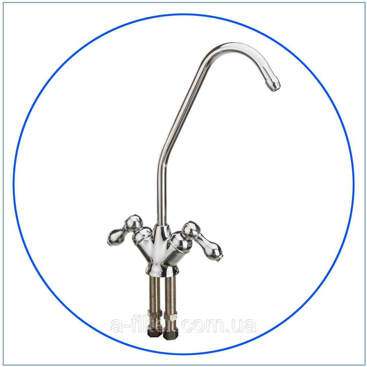 Хромований подвійний краник для питної води з керамічними клапанами FXFCH4., фото 1