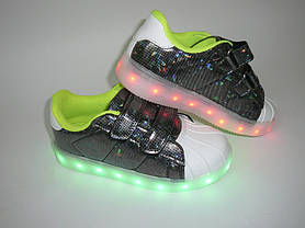 Світяться кросівки LED superstar дитячі на липучці, фото 3