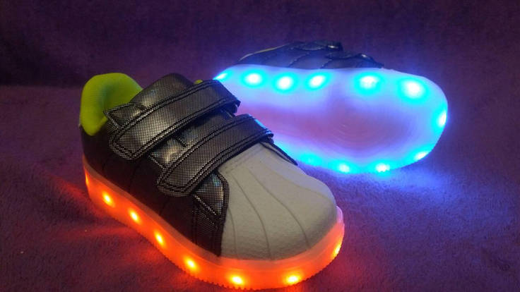 Світяться кросівки LED superstar дитячі на липучці, фото 2