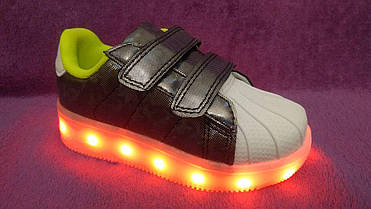 Світяться кросівки LED superstar дитячі на липучці, фото 2