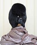 Жіноча хутряна шапка з ондатри "Бубон-розріз", фото 3