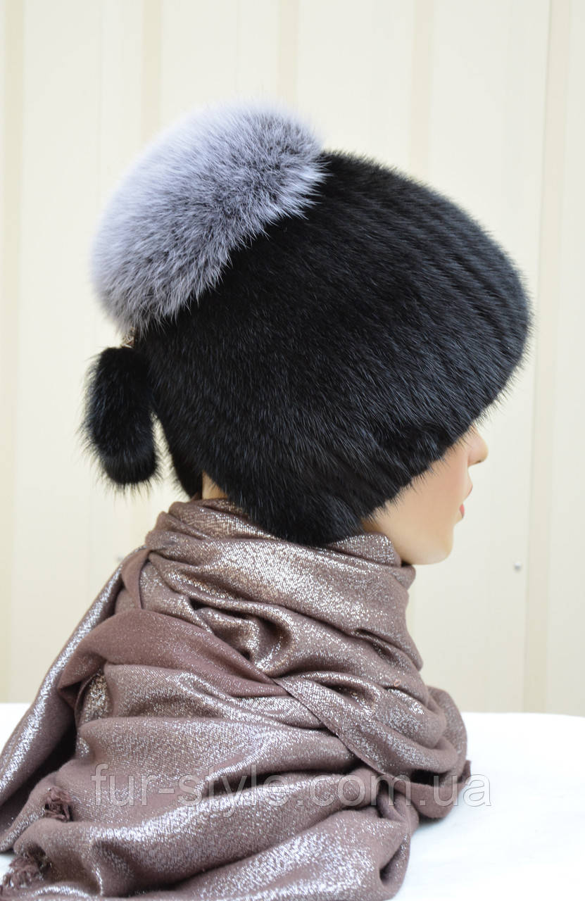 Женская меховая шапка из ондатры "Бубон-разрез" - фото 5 - id-p782681833