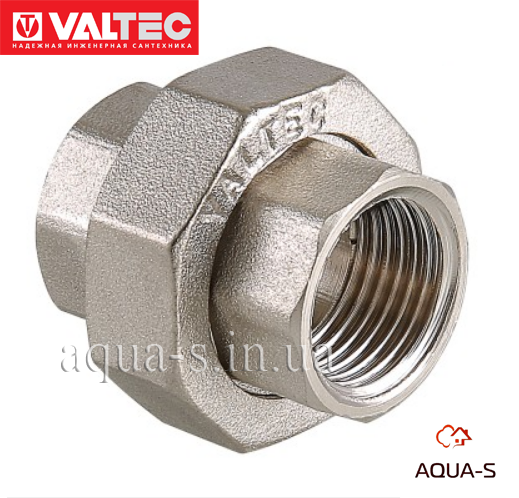 Муфта розбірна нарізна Valtec DN 1 1/2" ВВ нікель (Італія) VTr.340.N.0008, фото 1