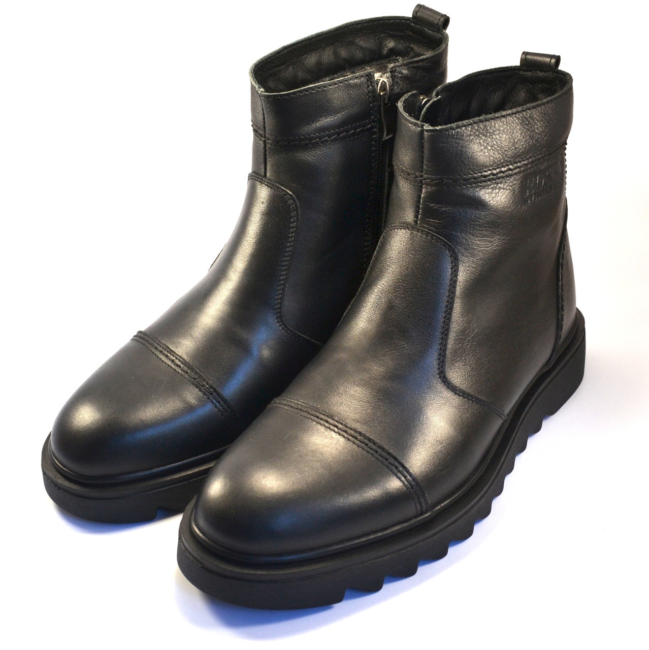 Челсі чорні шкіряні чоловіче зимове взуття великих розмірів Rosso Avangard BS Danni Ridge Black, фото 1