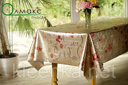 Красива клейонка на тканинній основі на святковий стіл Gold золото, фото 2