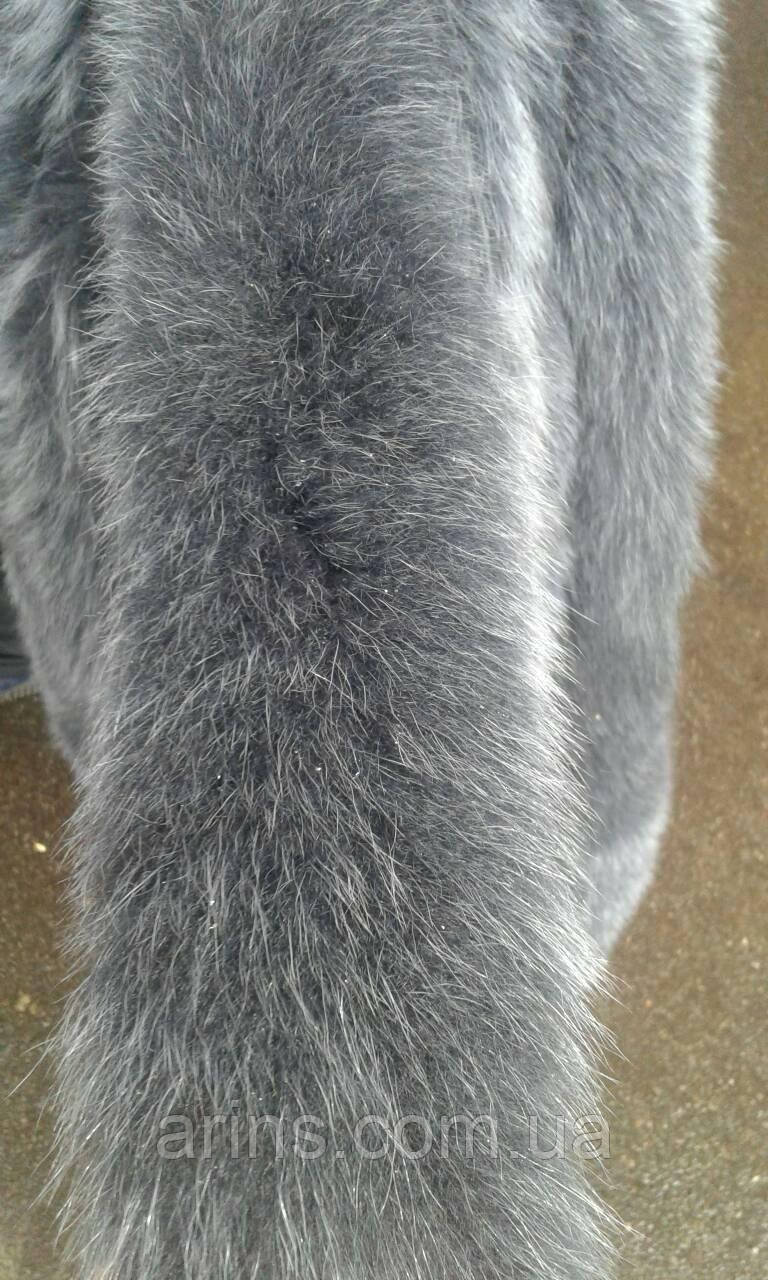 Облямівка (комір) з натурального хутра песця хвостовий колір графіт довжина 70 см, фото 1