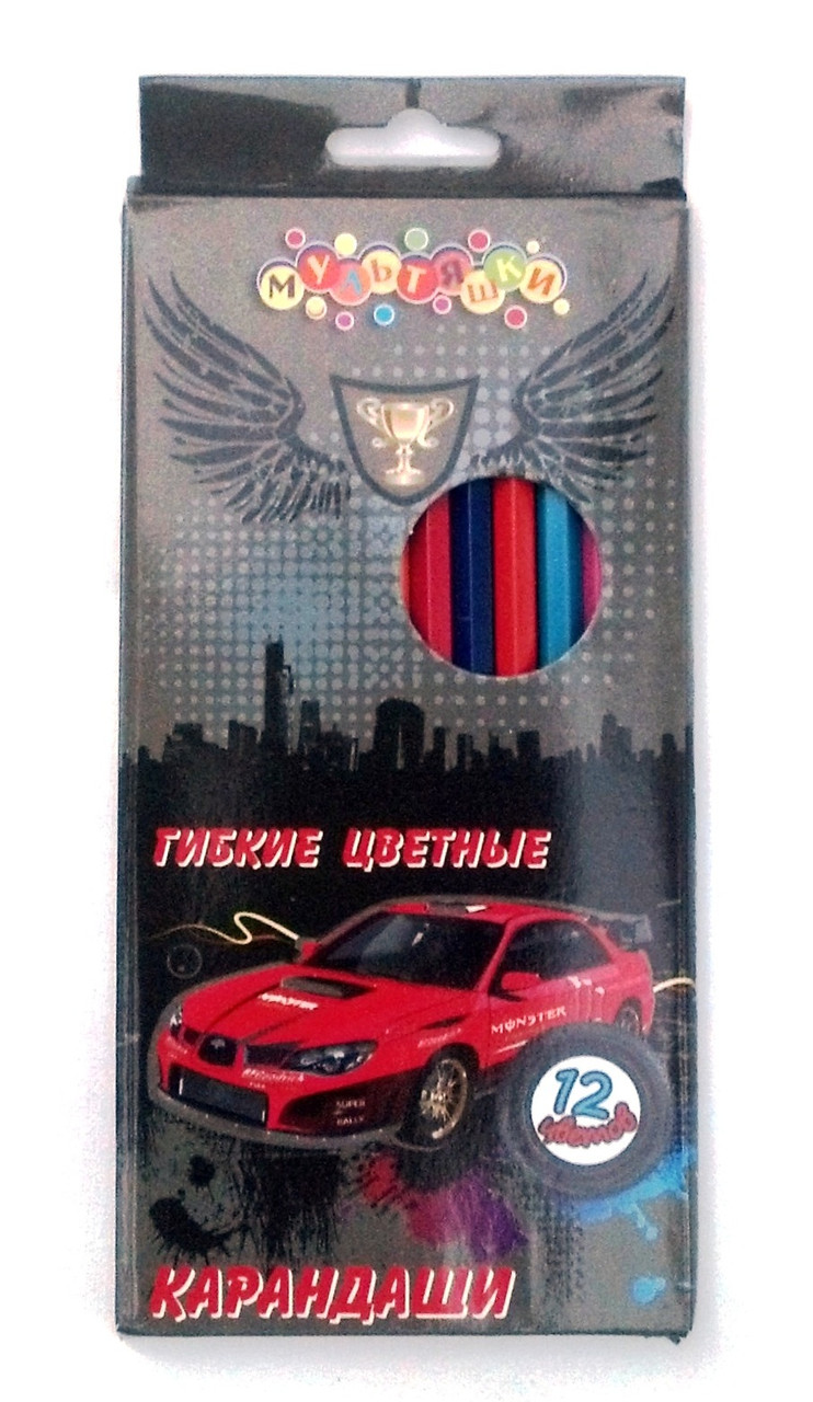 Кольорові олівці Машина 12кол., фото 1