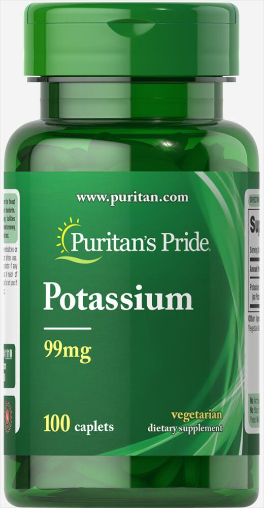 Калій Глюконат, Потассиум, Puritan's pride, Potassium 99 мг, 100 таблеток