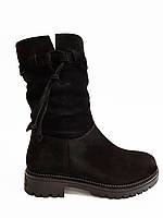 Зимові жіночі напівчоботи черевики з натуральної замші на низькому каблуці чоботи модні стильні повсякденні 36 розмір Romax 300-4