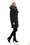 Пуховик чорний із хутром батал, фото 2