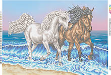 Схема для часткової вишивки бісером "Коні біля моря"