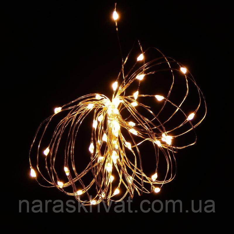 Гірлянда Нитка Роса Led 100 дріт 10 м Теплий Білий