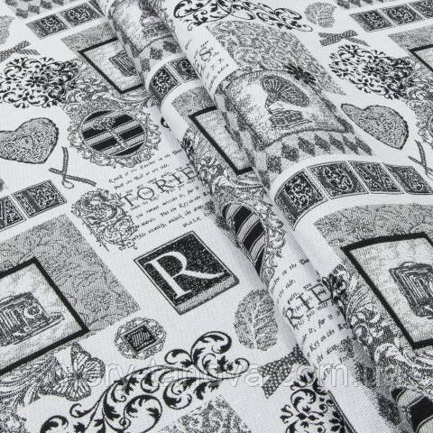 Жакард, принт чорний, фото 1