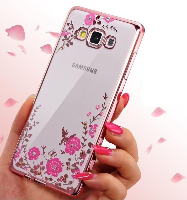 Силіконовий чохол з квітами і стразами для Samsung Galaxy A7/A710 2016