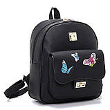 Рюкзак жіночий стильний з метеликами (чорний), фото 2