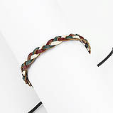 Плетений шкіряний браслет червоно-зелений Spikes, фото 2