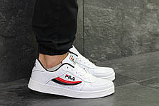 Чоловічі осінні кросівки Fila,білі з чорним/червоним, фото 3