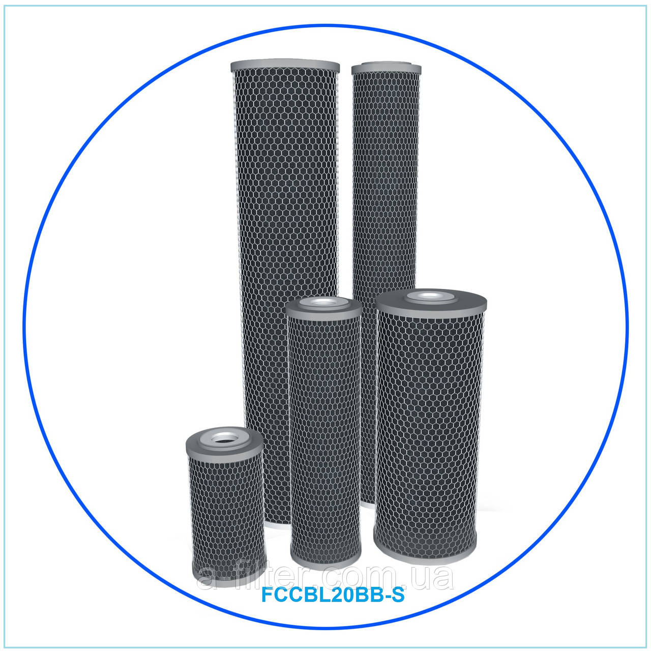 Картридж зі спеченого активованого кокосового вугілля з функцією пом'якшення води FCCBL20BB-S, фото 1